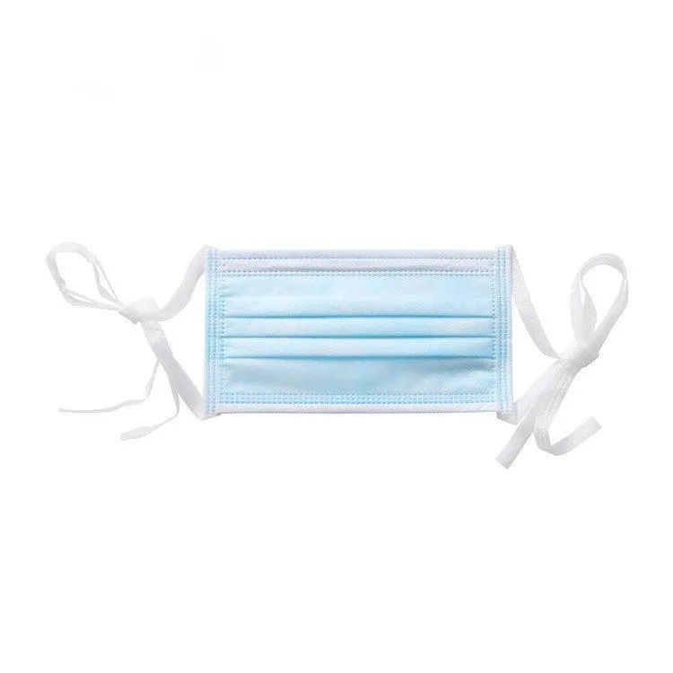 3-Ply Tie-On Face Mask – Disposable Surgical Mask with Secure Tie Straps for Medical & Clinical Use