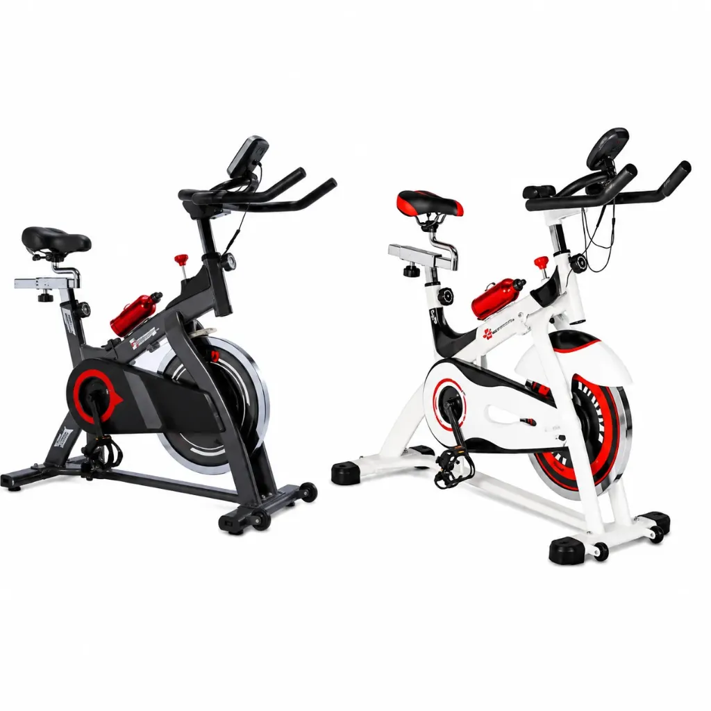 Spin Bike with 18kg Flywheel – Belt-Driven Indoor Exercise Bike with LCD Monitor & Adjustable Seat