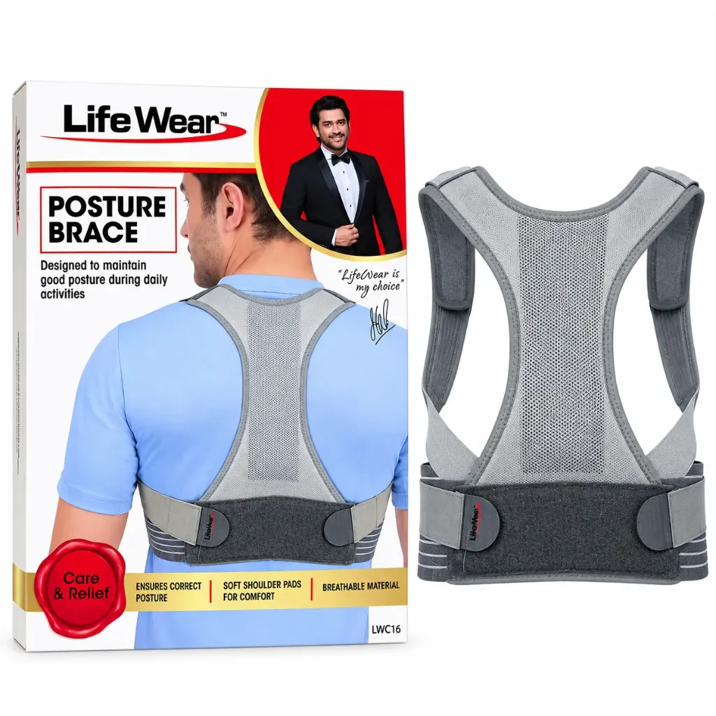 LifeWear Posture Brace Medium – Adjustable Upper Back & Shoulder Posture Support