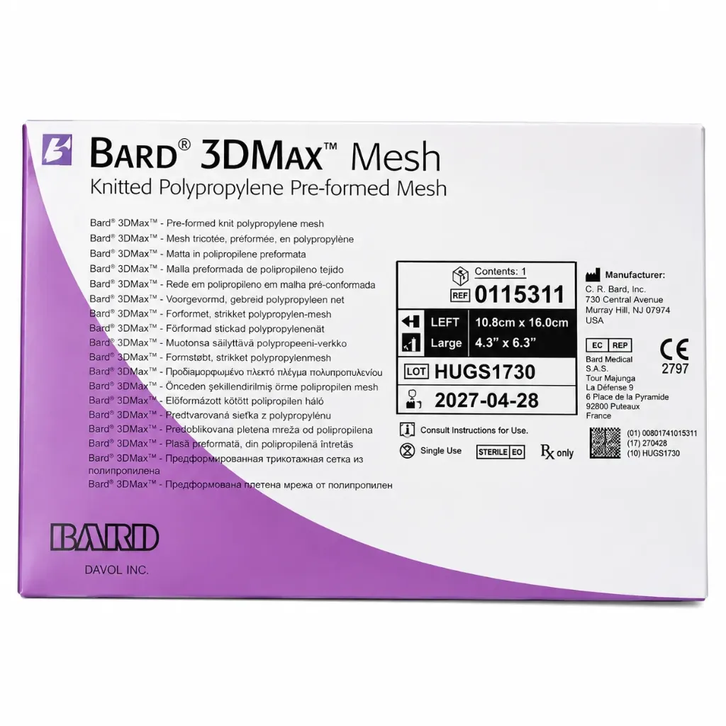 3DMax™ Large Right 10.8 × 16 cm Polypropylene Surgical Mesh – C. R. Bard
