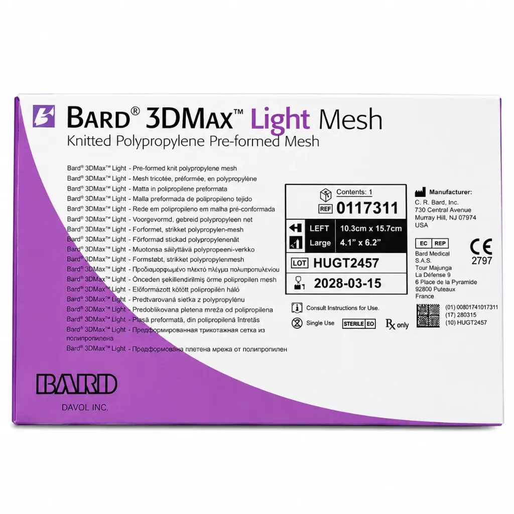 3DMax™ Light Large Left 10 × 16 cm Polypropylene Surgical Mesh – C. R. Bard